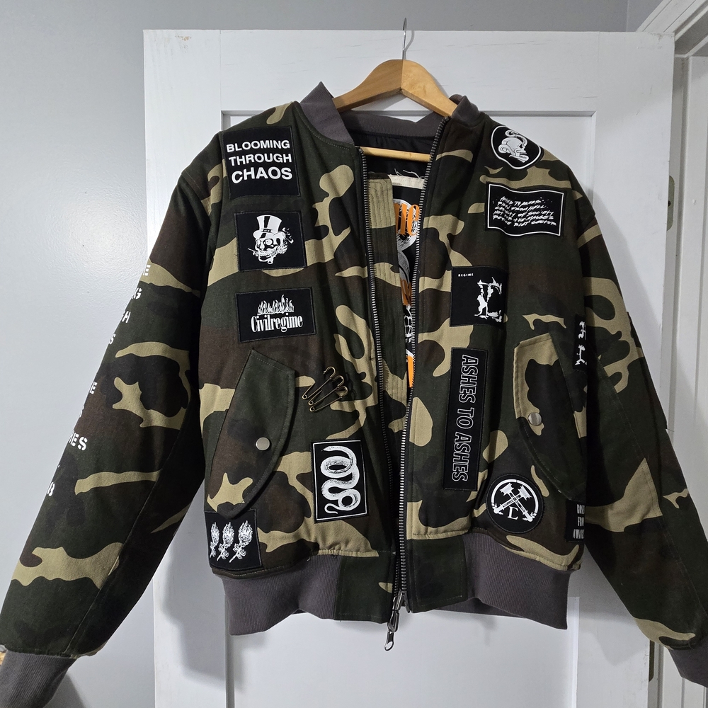 Urban Camouflage Bomber Jacket with Patches